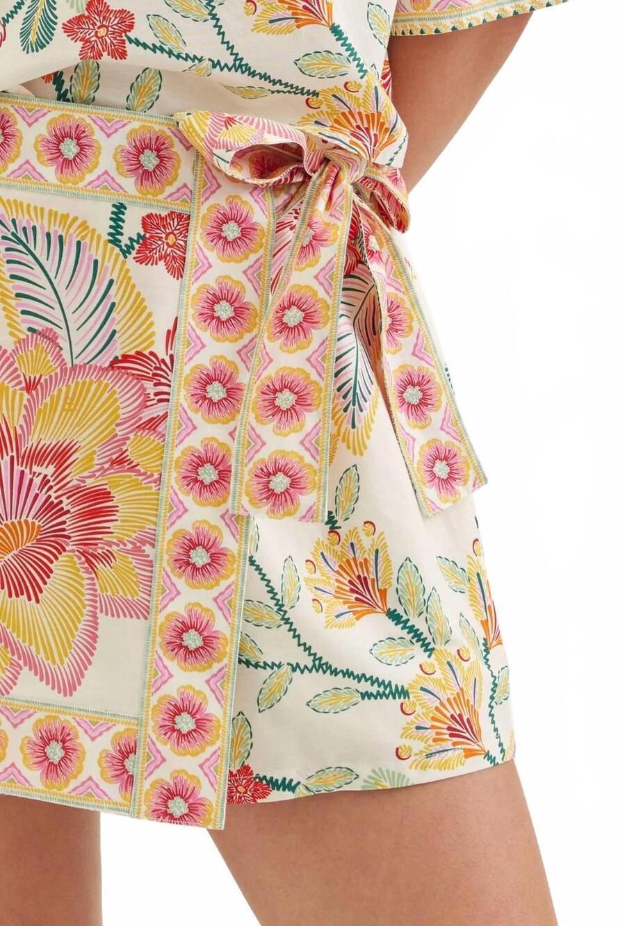 NEW ENTRO botanical print wrap front skort in pink - Picture 8 of 9